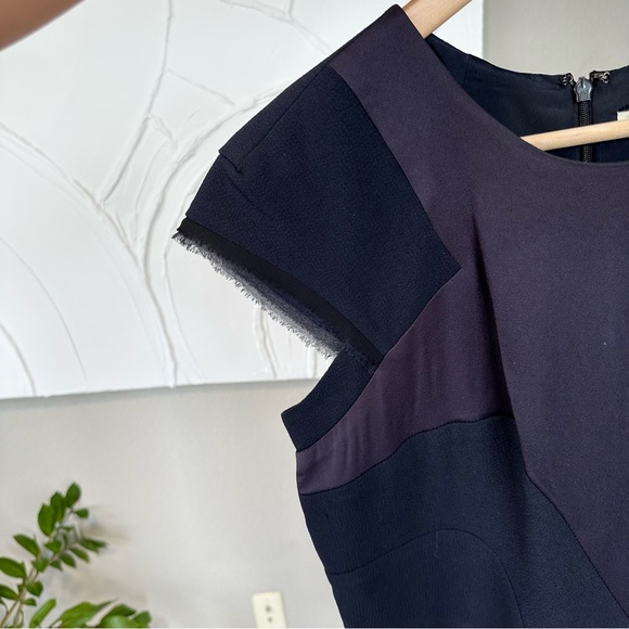 BCBGMAXAZRIA Runway Night Asymmetrical Patchwork Dress in navy black - Picture 9 of 17